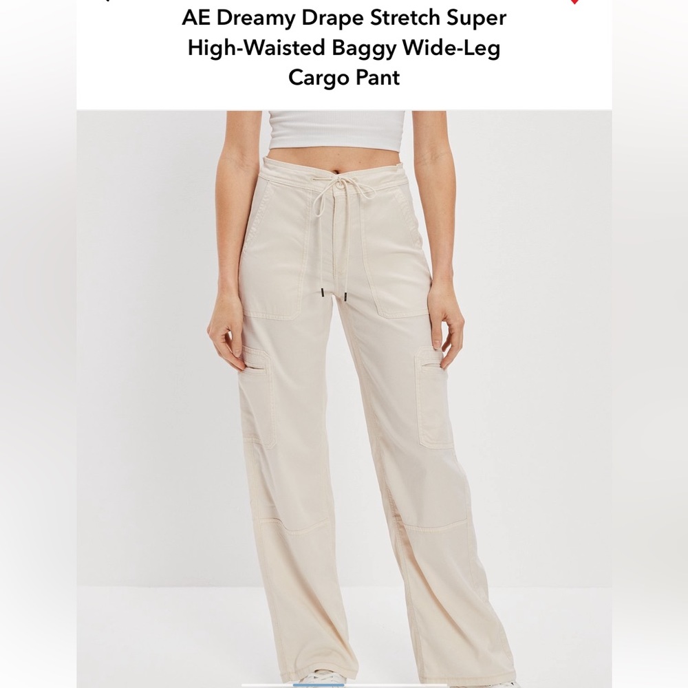 Women’s American Eagle Dreamy Drape High-Waisted Wide Leg Cargo Pant (Size 4)